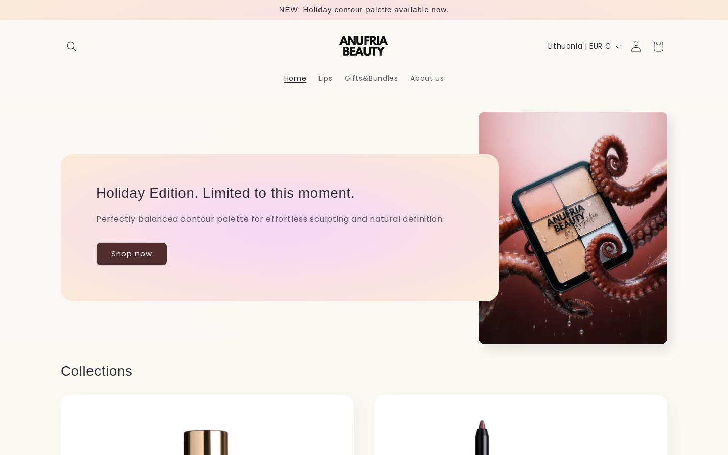 anufriabeauty.com homepage screenshot