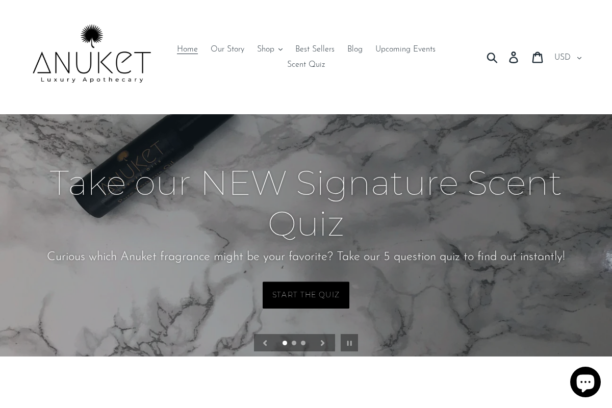 anuketluxury.com homepage screenshot