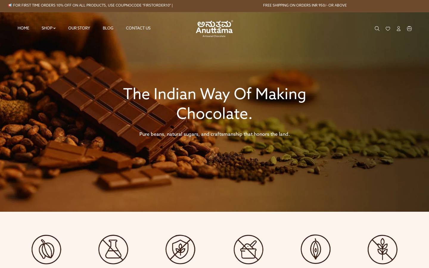 anuttamaproducts.com homepage screenshot