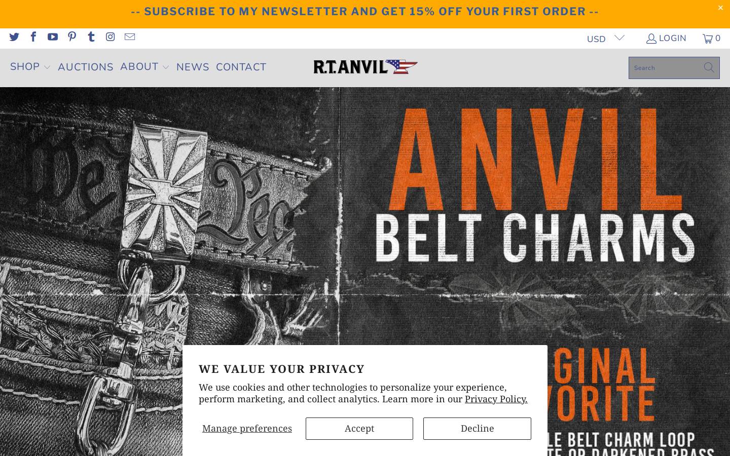 anvilcustoms.com homepage screenshot