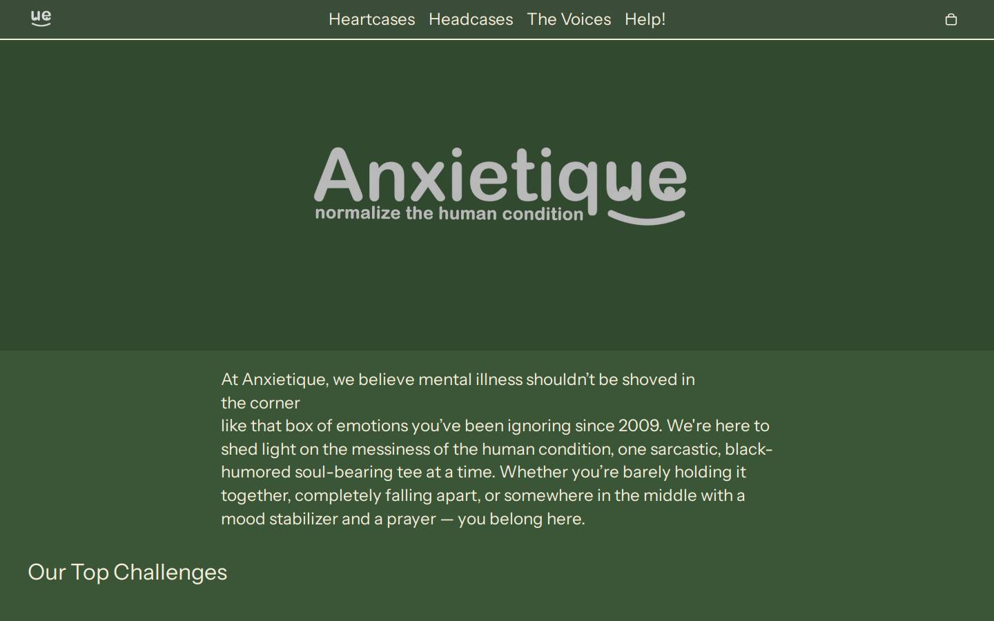 anxietique.com homepage screenshot