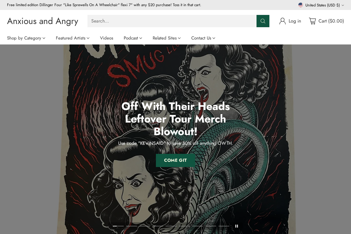 Anxious and Angry homepage screenshot