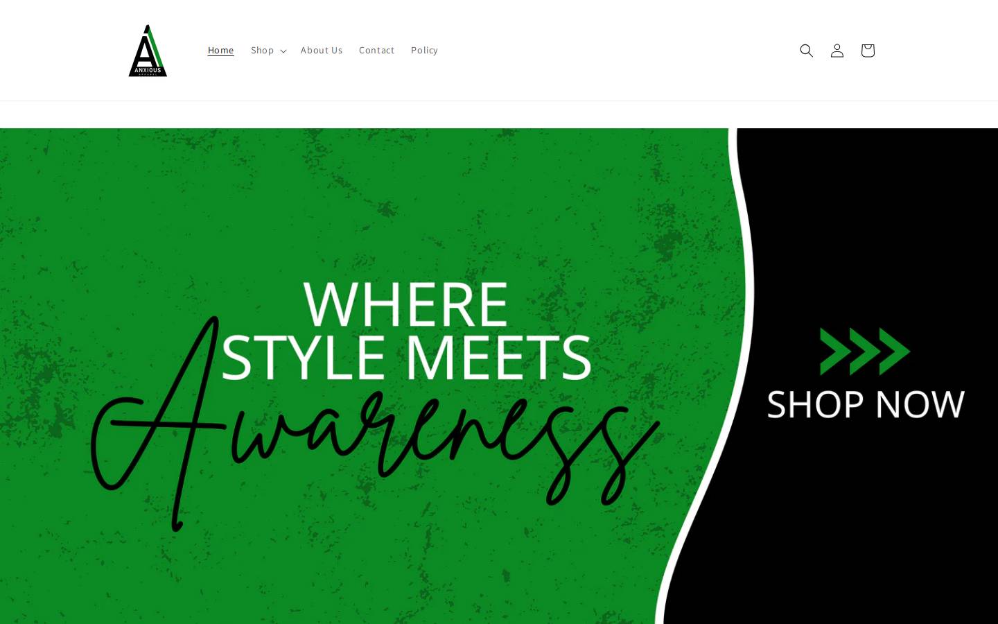 anxiousapparelshop.com homepage screenshot