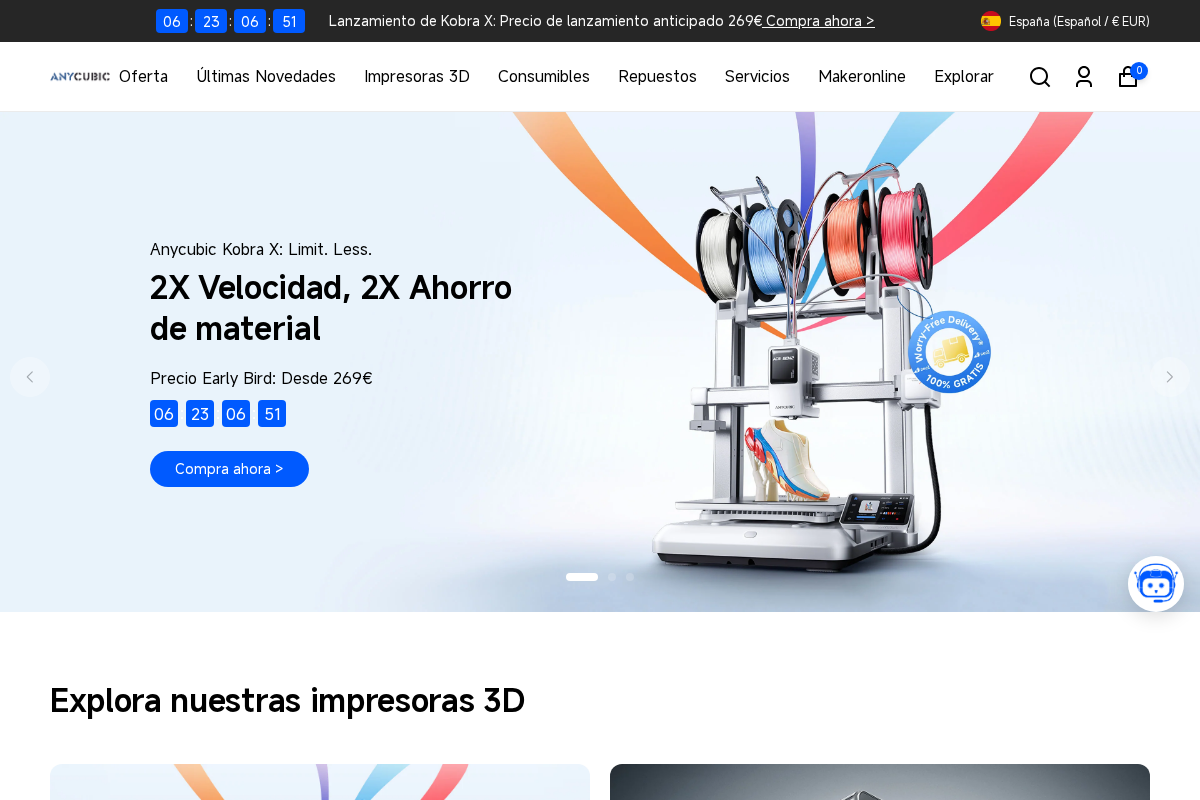 Anycubic homepage screenshot