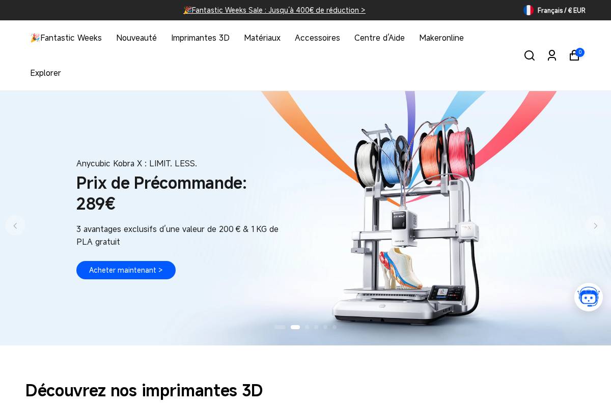 Anycubic homepage screenshot