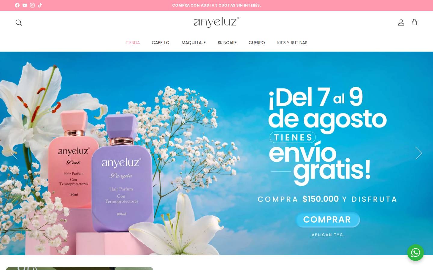 anyeluz.com homepage screenshot