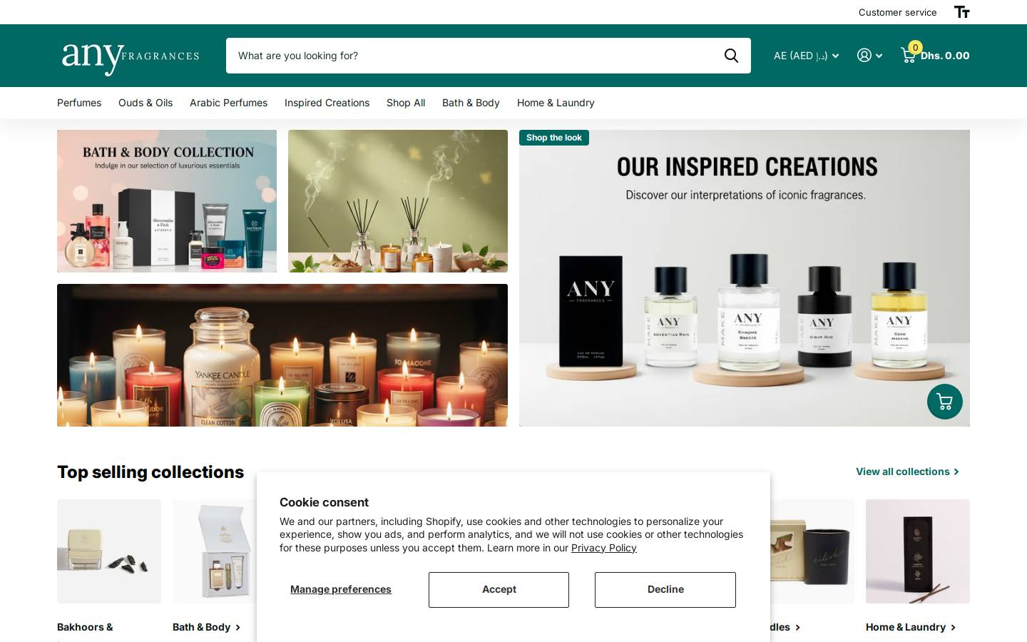 anyfragrances.com homepage screenshot