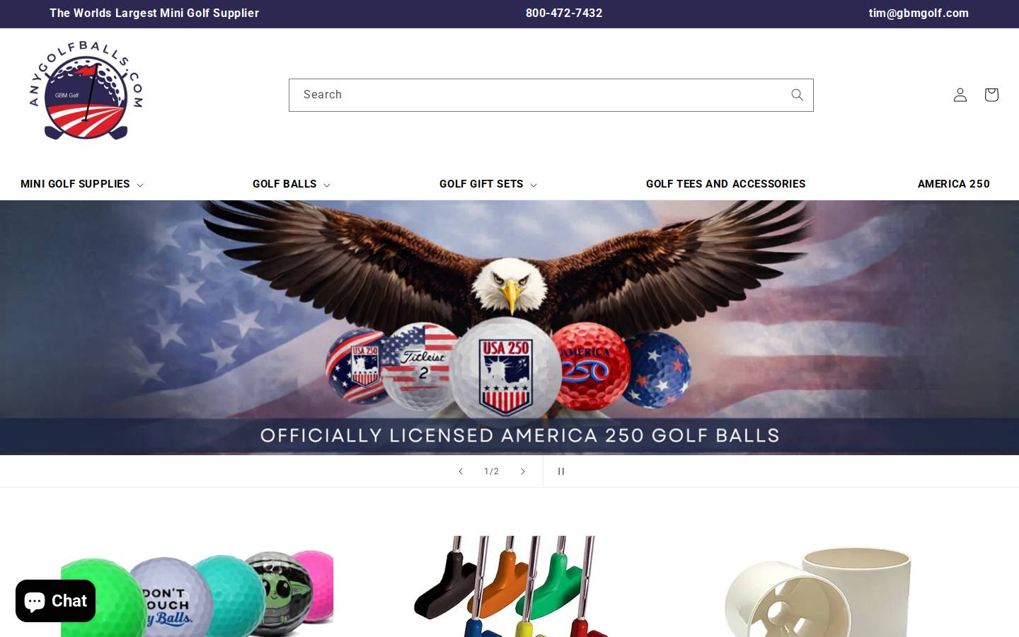 anygolfballs.com homepage screenshot