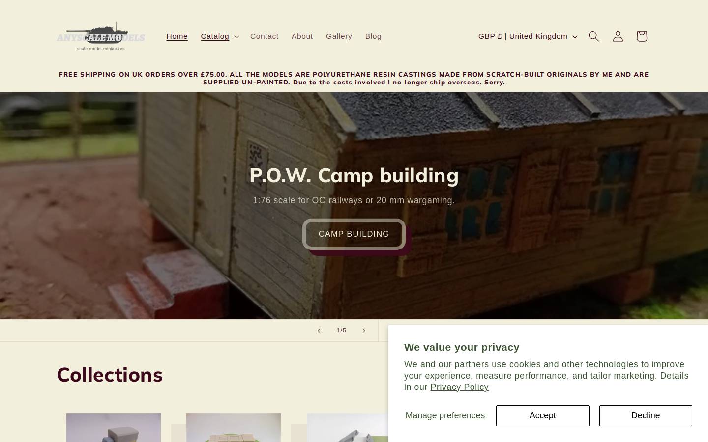 anyscalemodels.com homepage screenshot