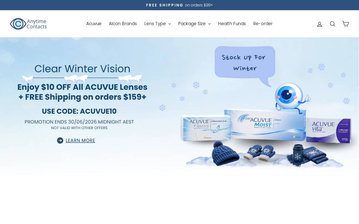 anytimecontacts.com homepage screenshot