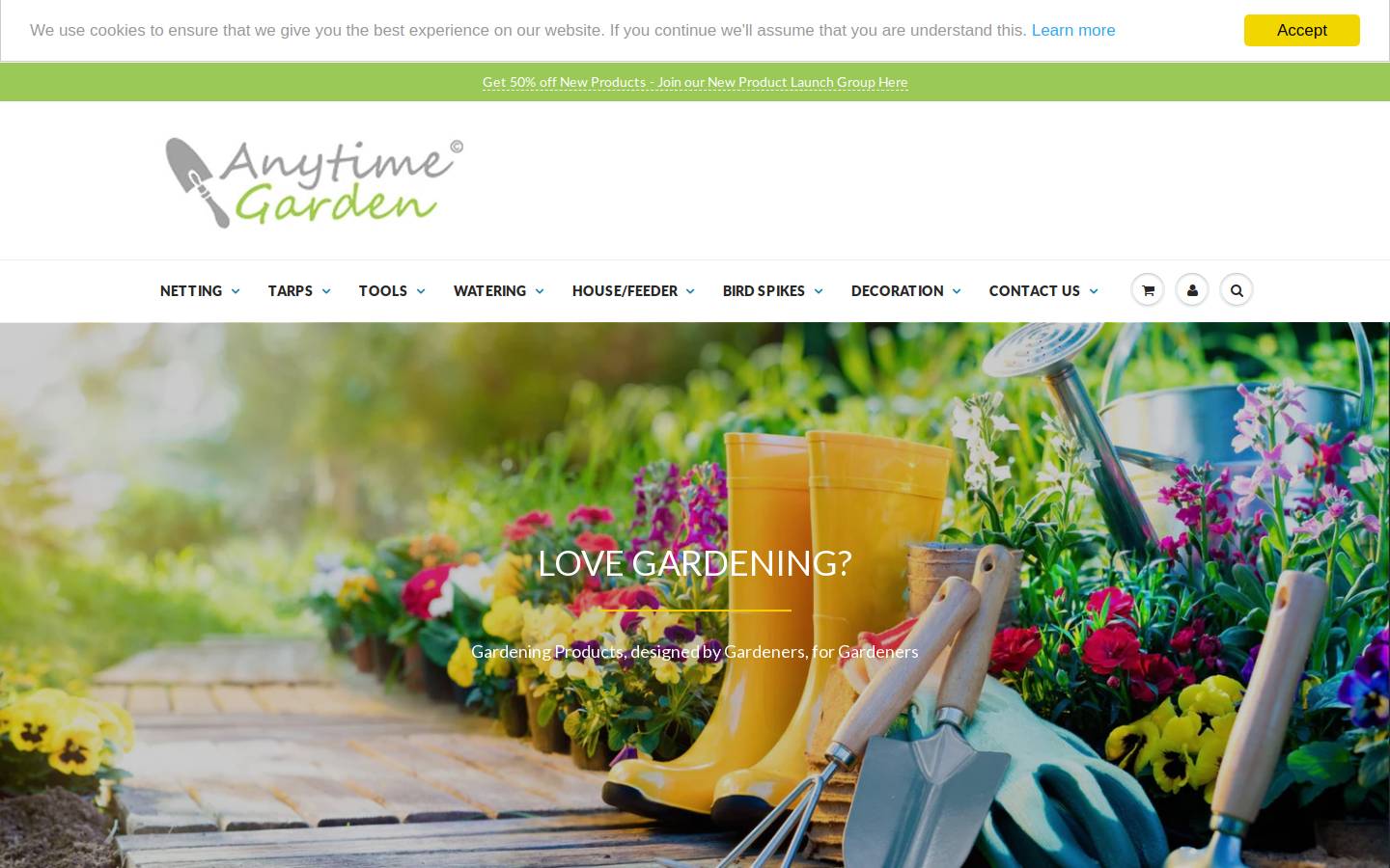 anytimegarden.com homepage screenshot