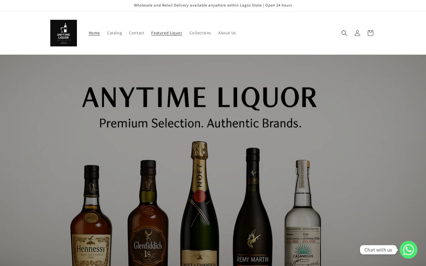 anytimeliquor.com homepage screenshot