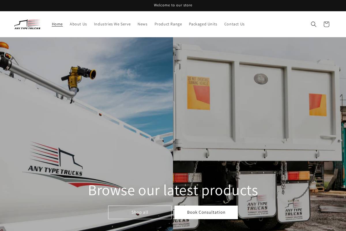 anytypetrucks.com.au homepage screenshot