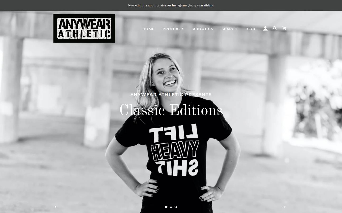 anywearathletic.com homepage screenshot