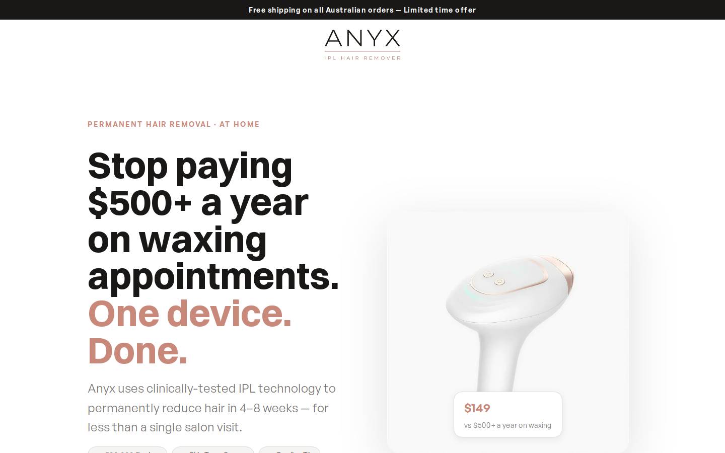 anyxstore.com homepage screenshot