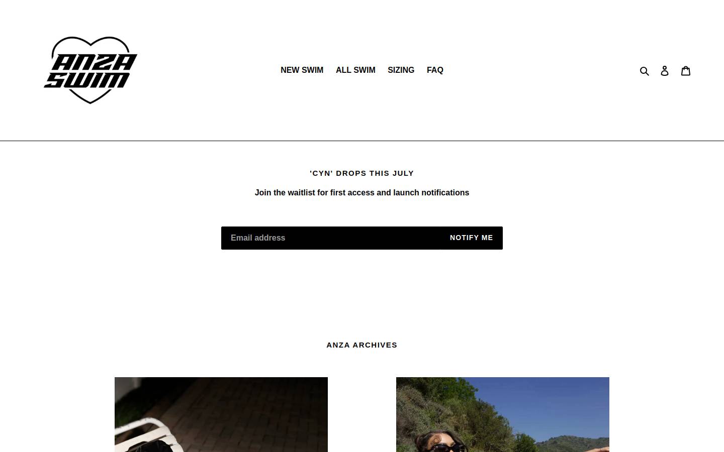 anzaswim.com homepage screenshot