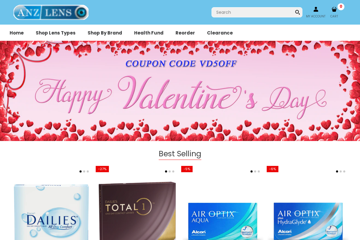 Anzlens.com.au homepage screenshot