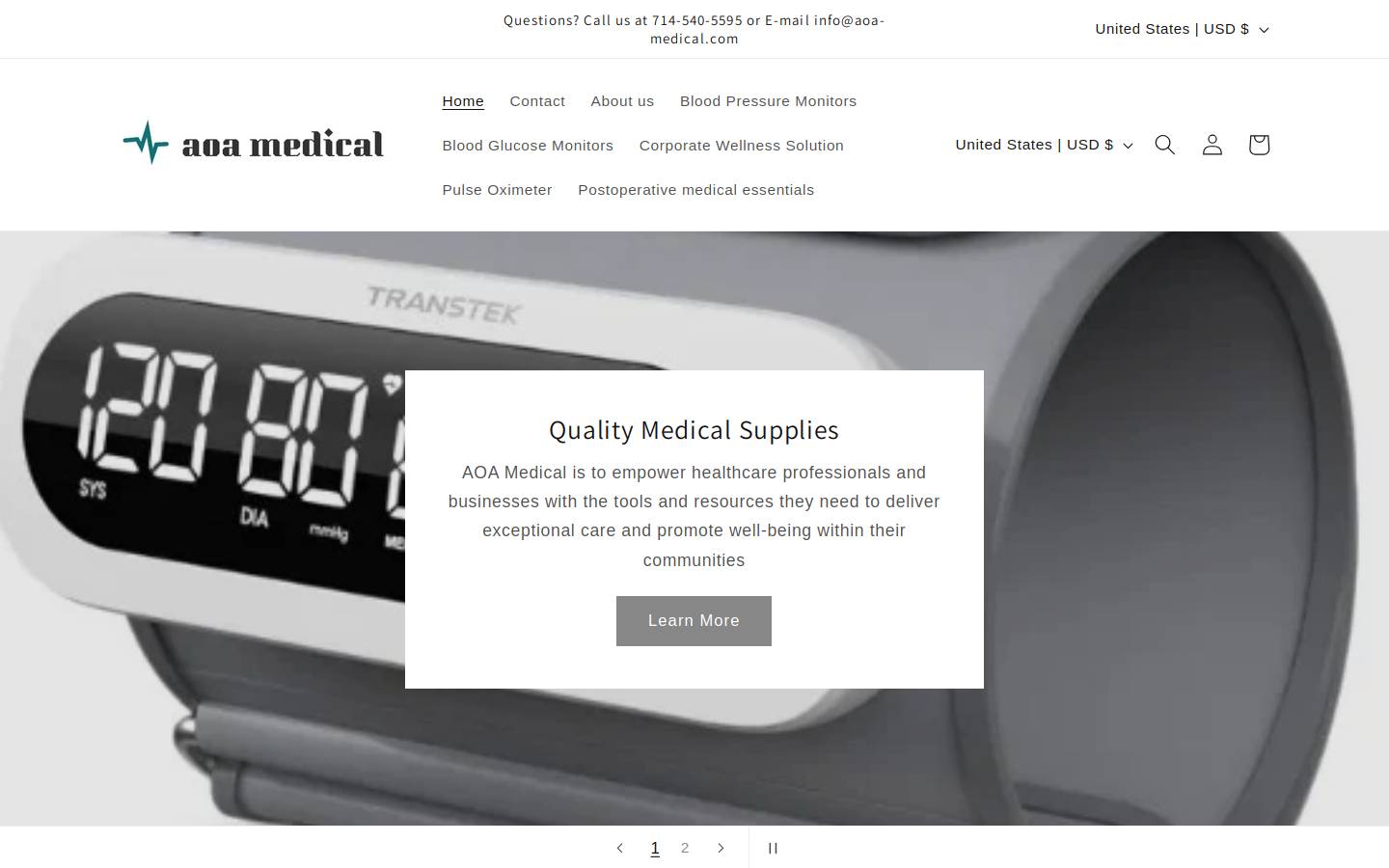 aoa-medical.com homepage screenshot