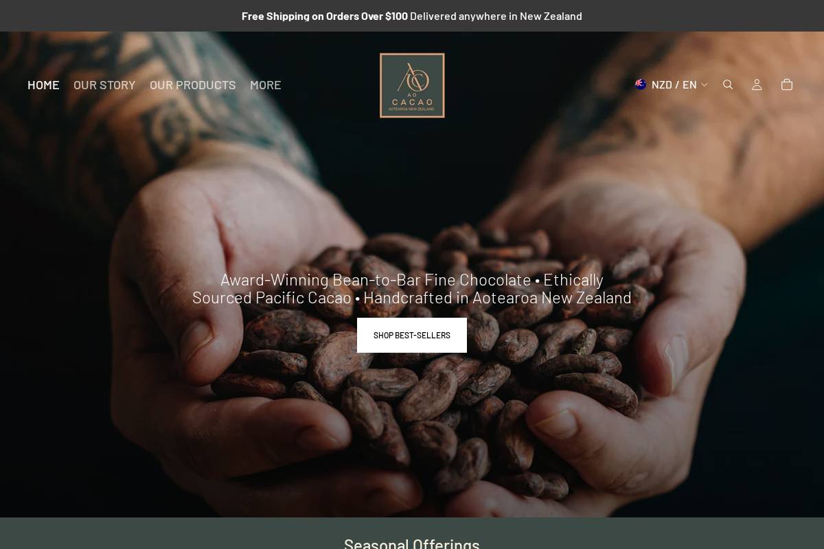 aocacao.com homepage screenshot