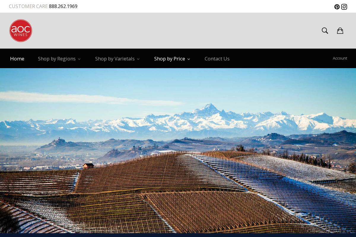 AOC Wines homepage screenshot
