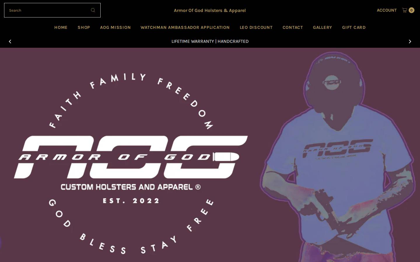aogholsters.com homepage screenshot