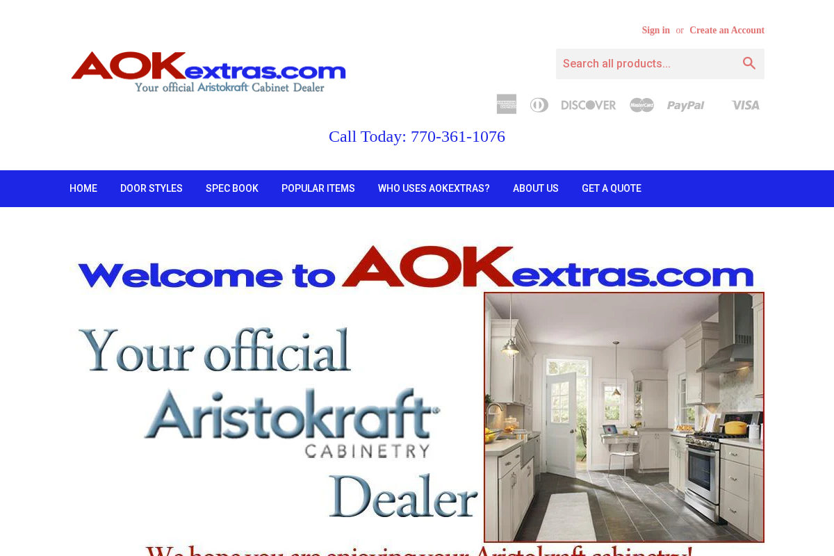 AOKextras homepage screenshot