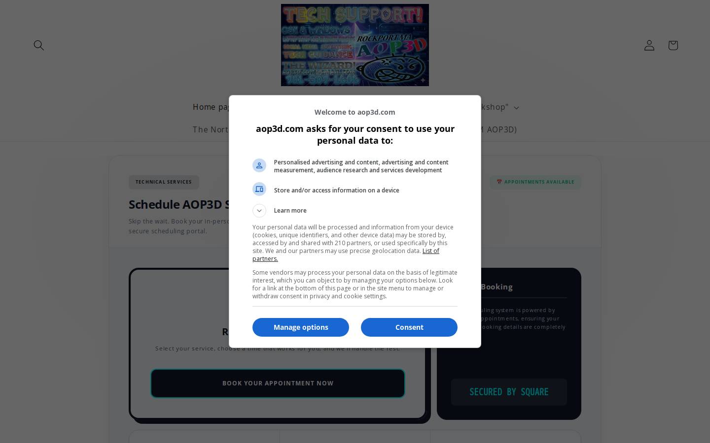 aop3dtech.com homepage screenshot