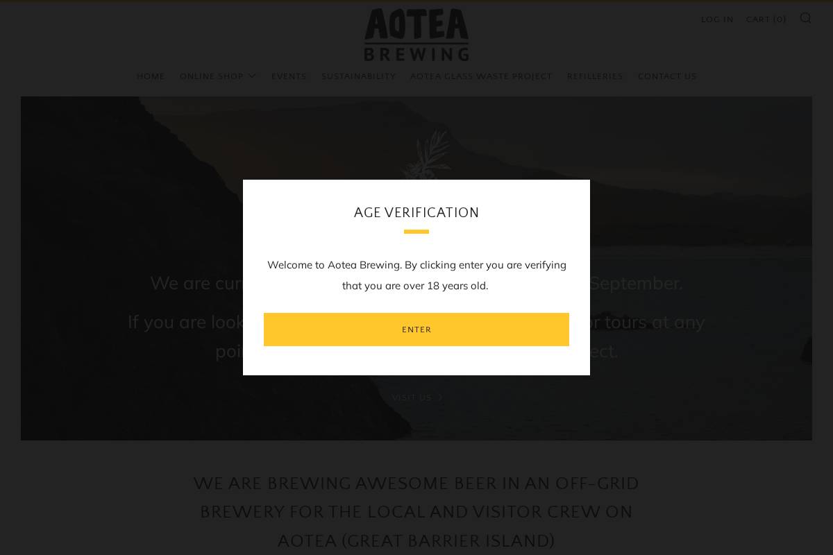 aoteabrewing.co.nz homepage screenshot