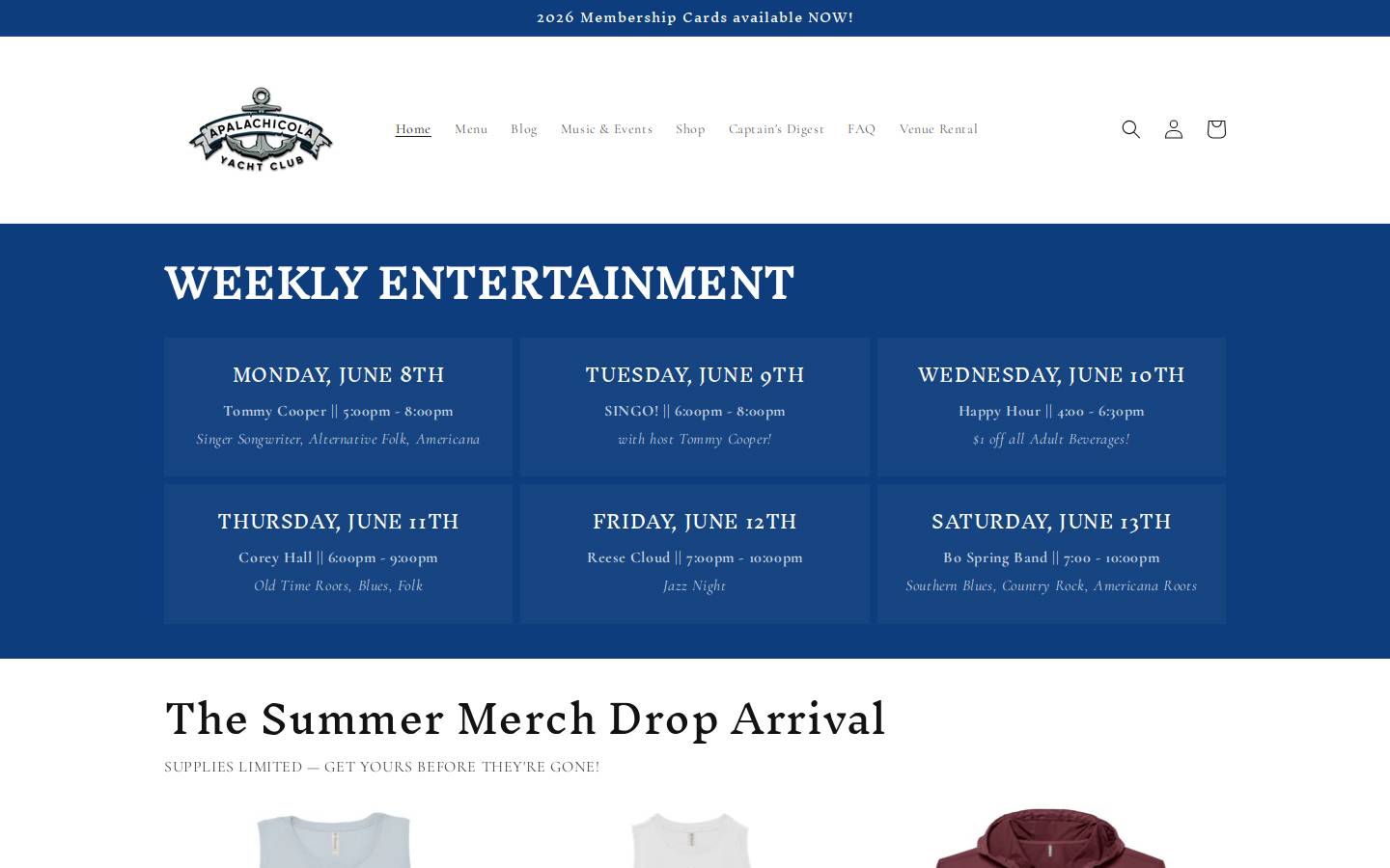 apalachicolayachtclub.com homepage screenshot