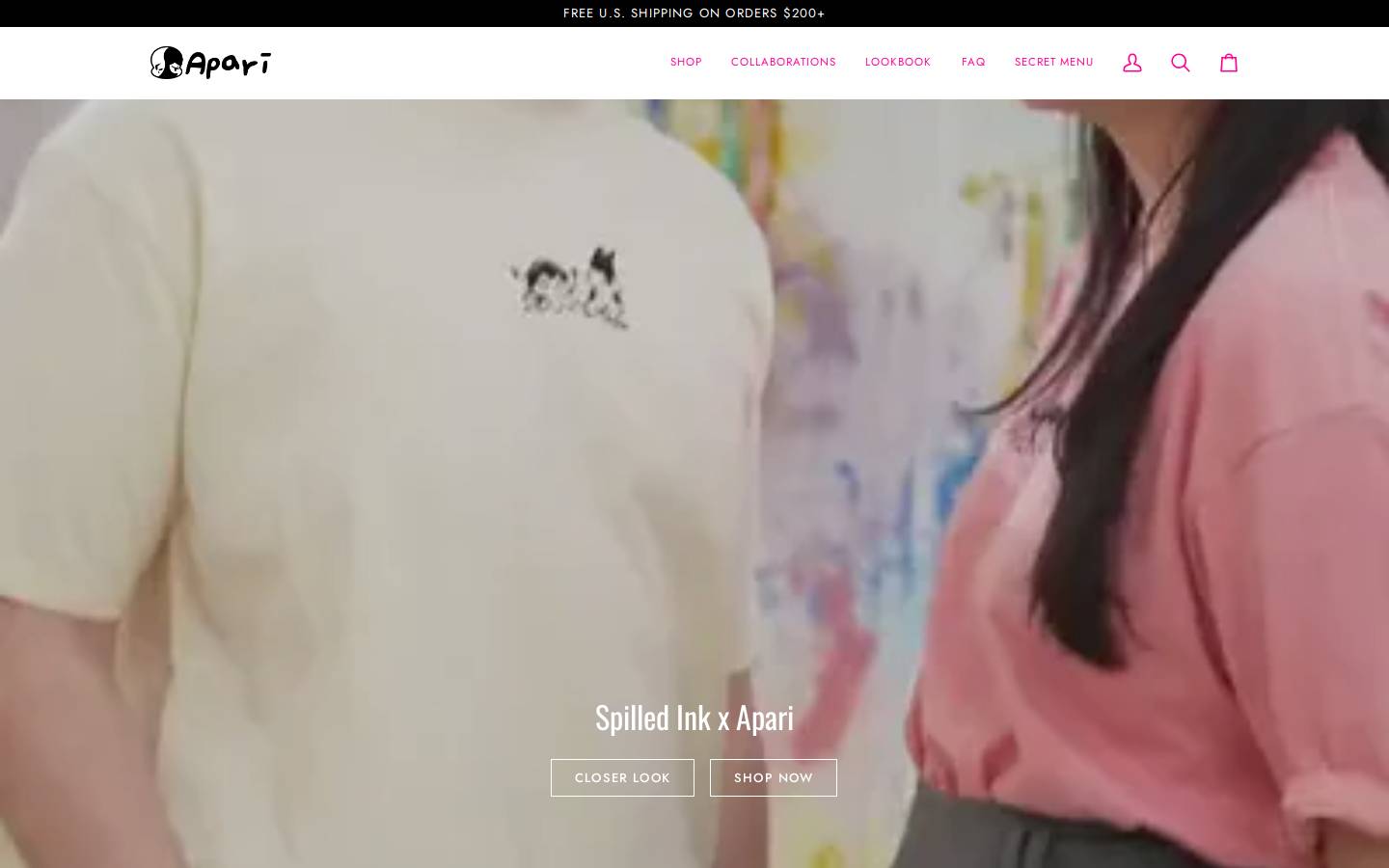 Apari Shop homepage screenshot
