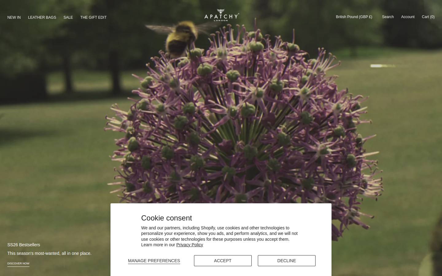 Apatchy London homepage screenshot