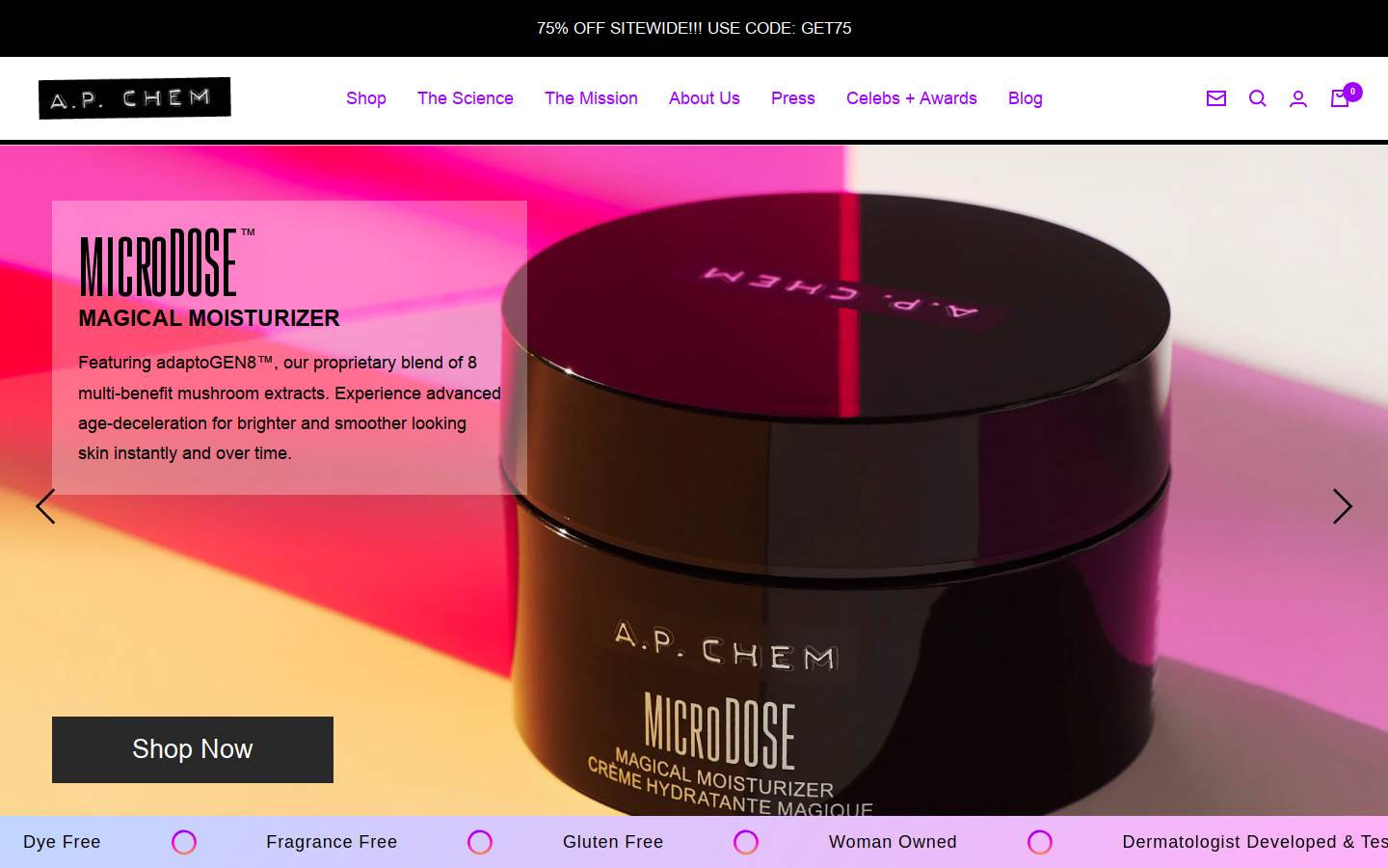apchembeauty.com homepage screenshot