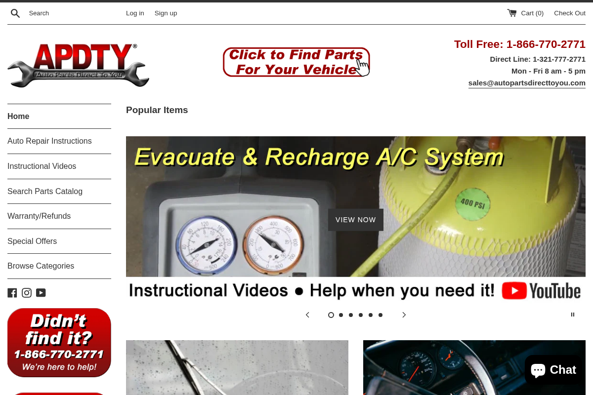 Auto Parts Direct To You homepage screenshot