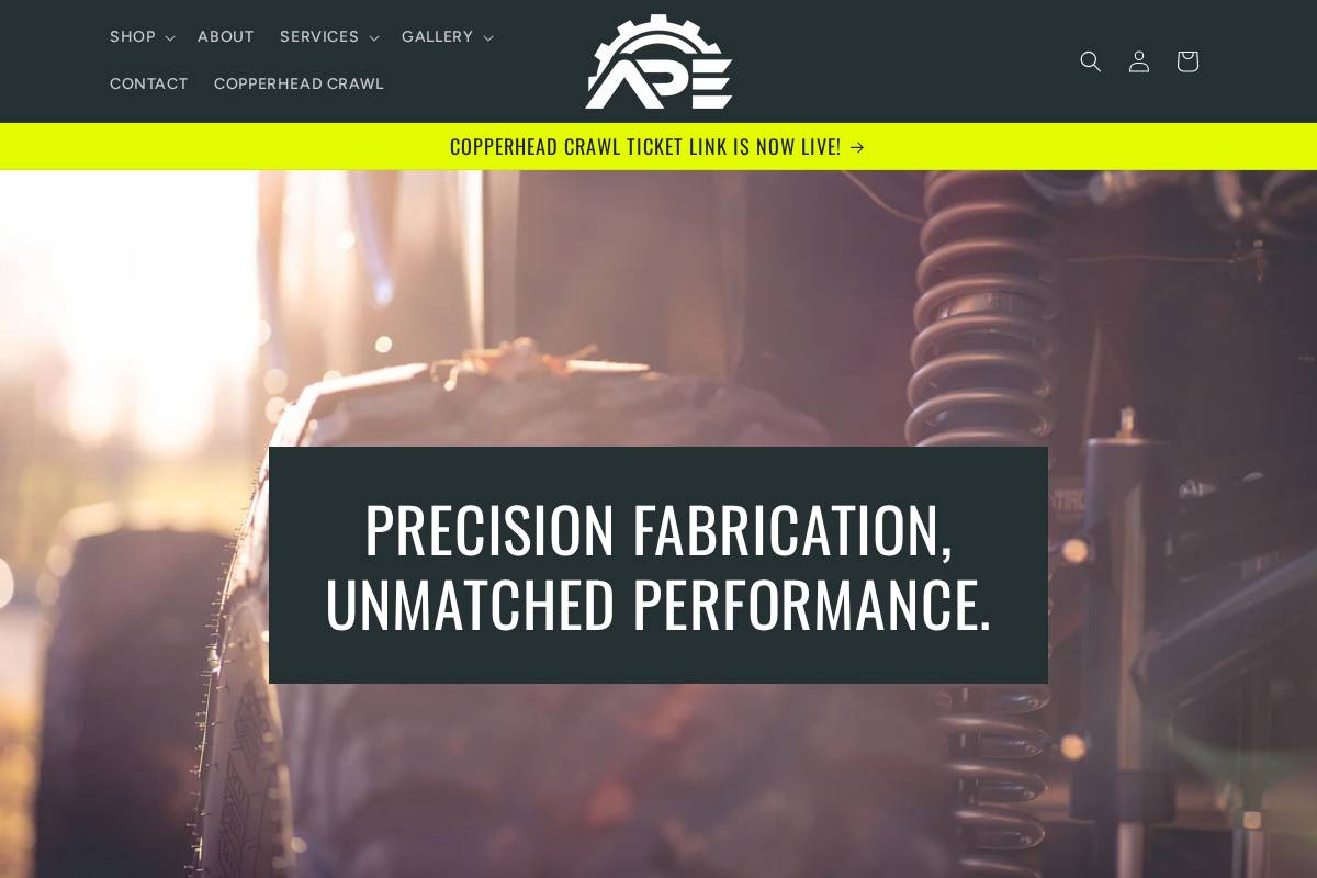 APE BUILT homepage screenshot