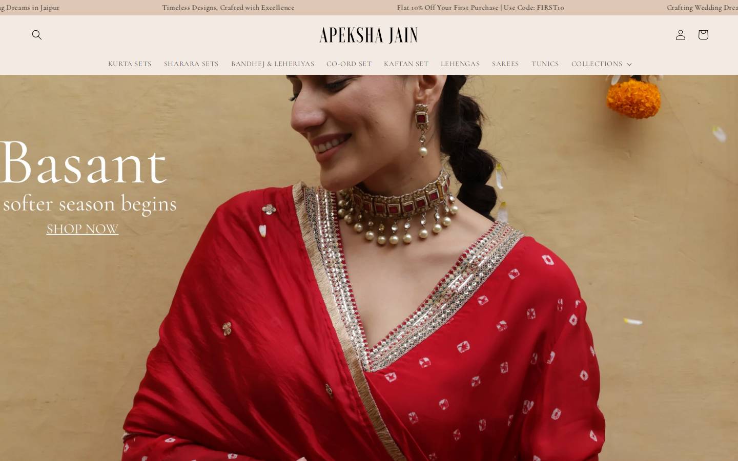 apekshajainlabel.com homepage screenshot