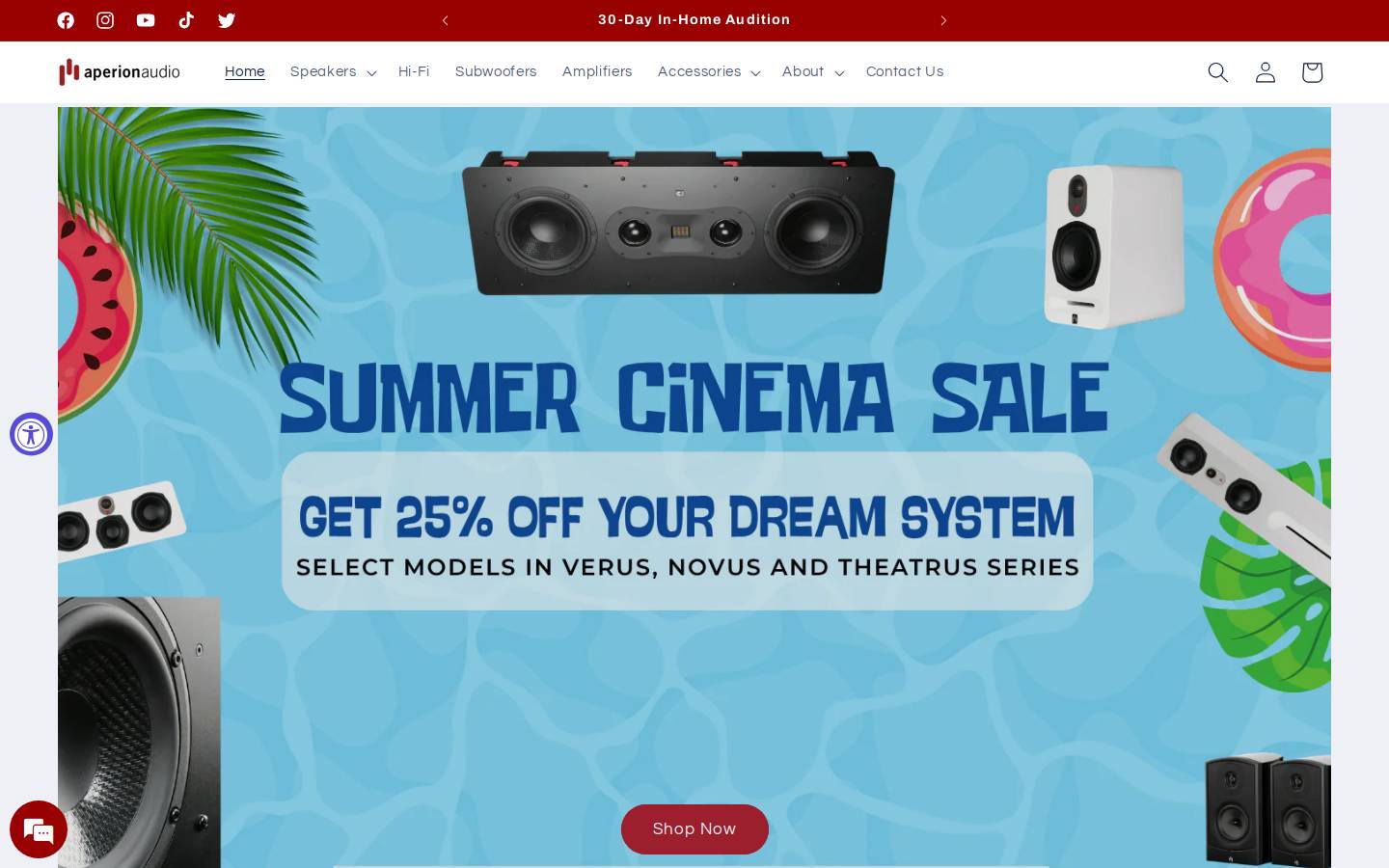 Aperion Audio homepage screenshot