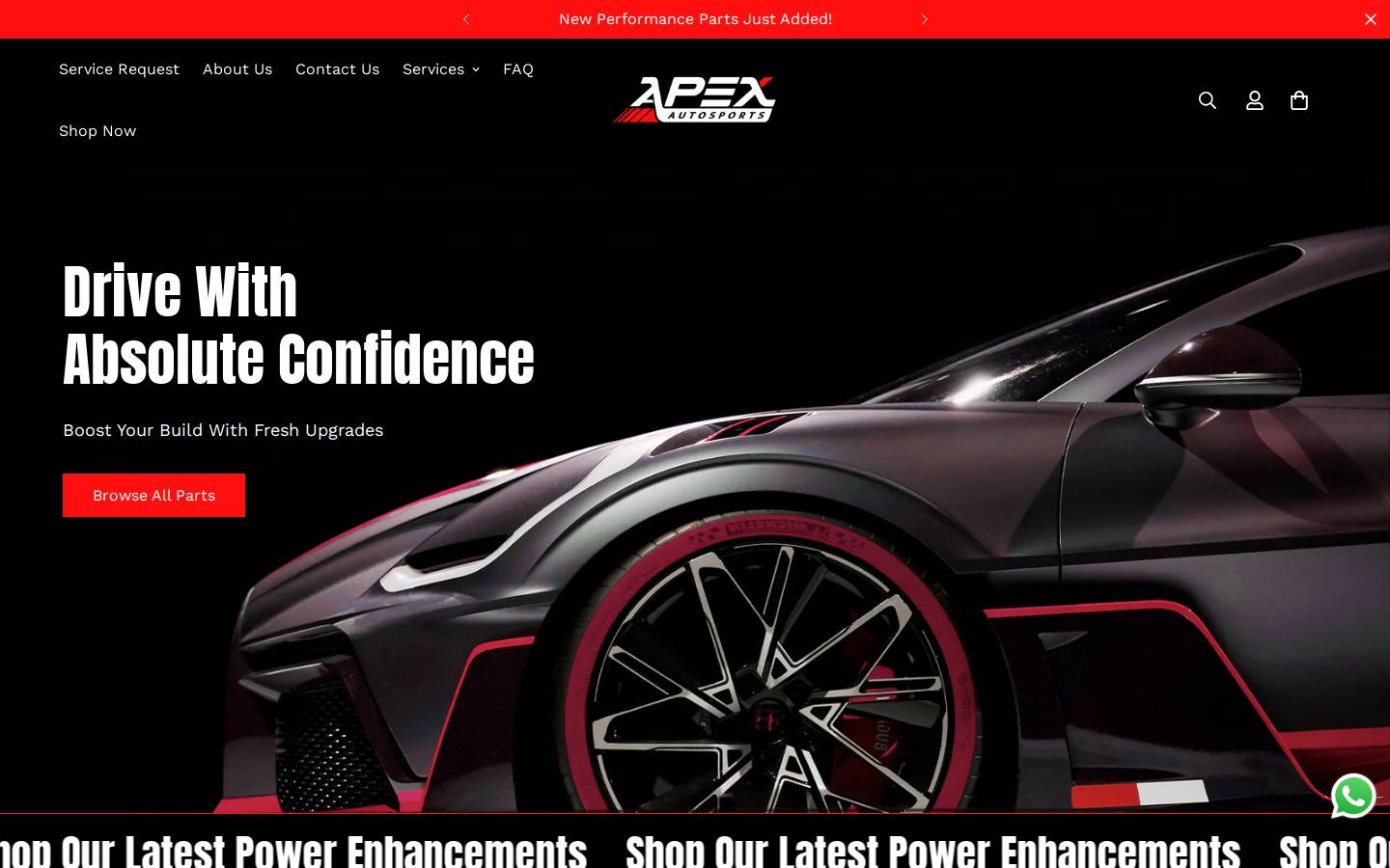 apex-autosports.com homepage screenshot