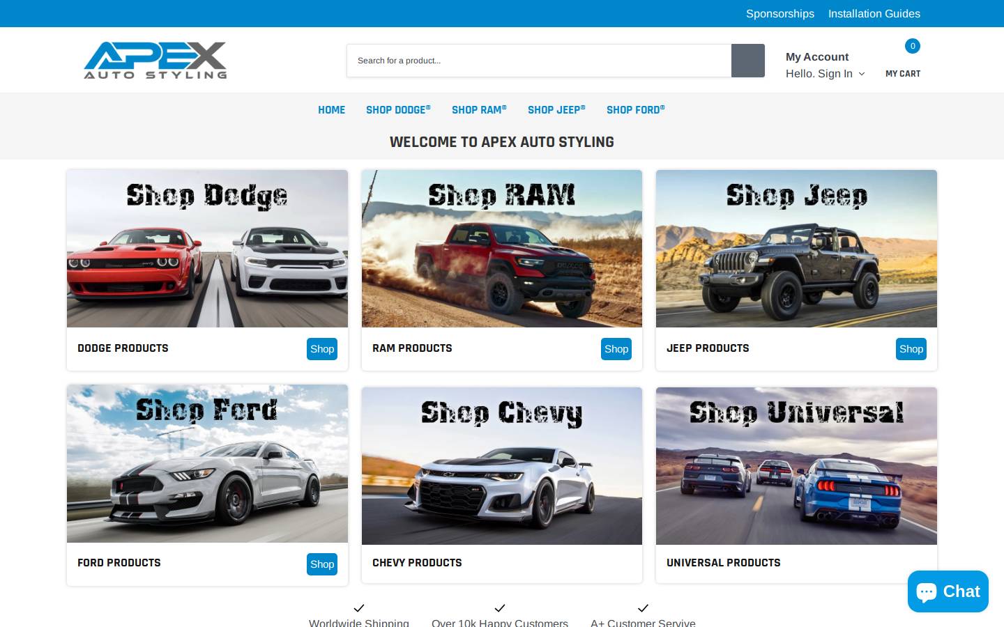 apexautostyling.com homepage screenshot