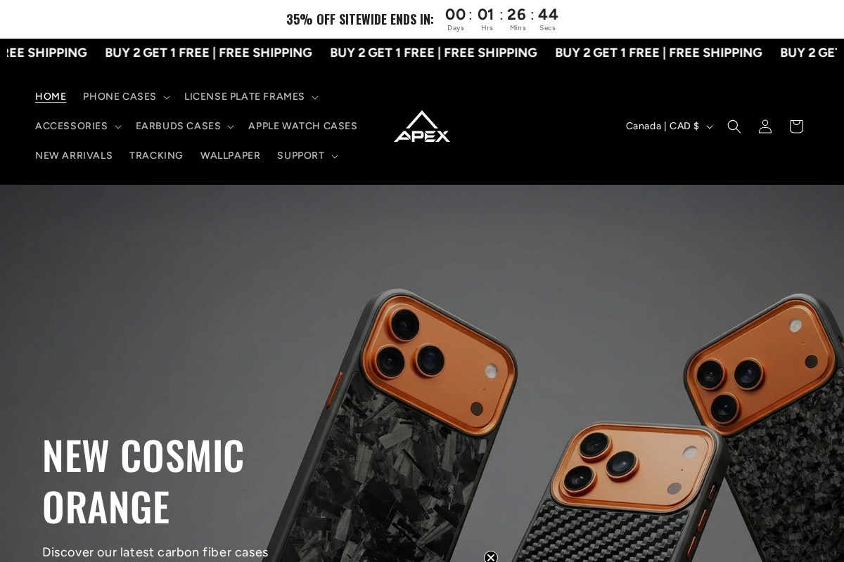 Apexcarbon homepage screenshot