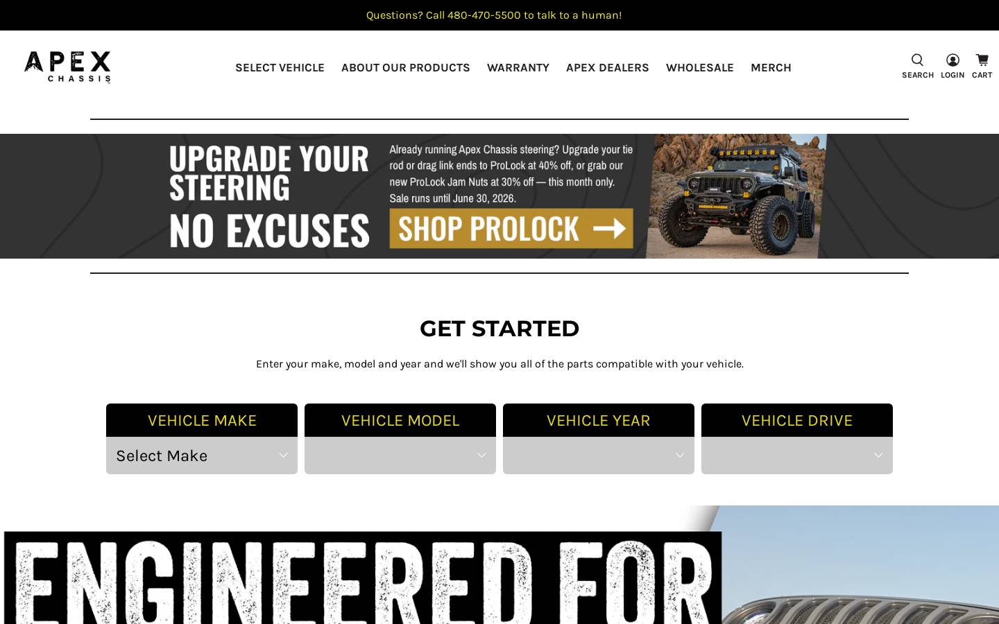 apexchassis.com homepage screenshot
