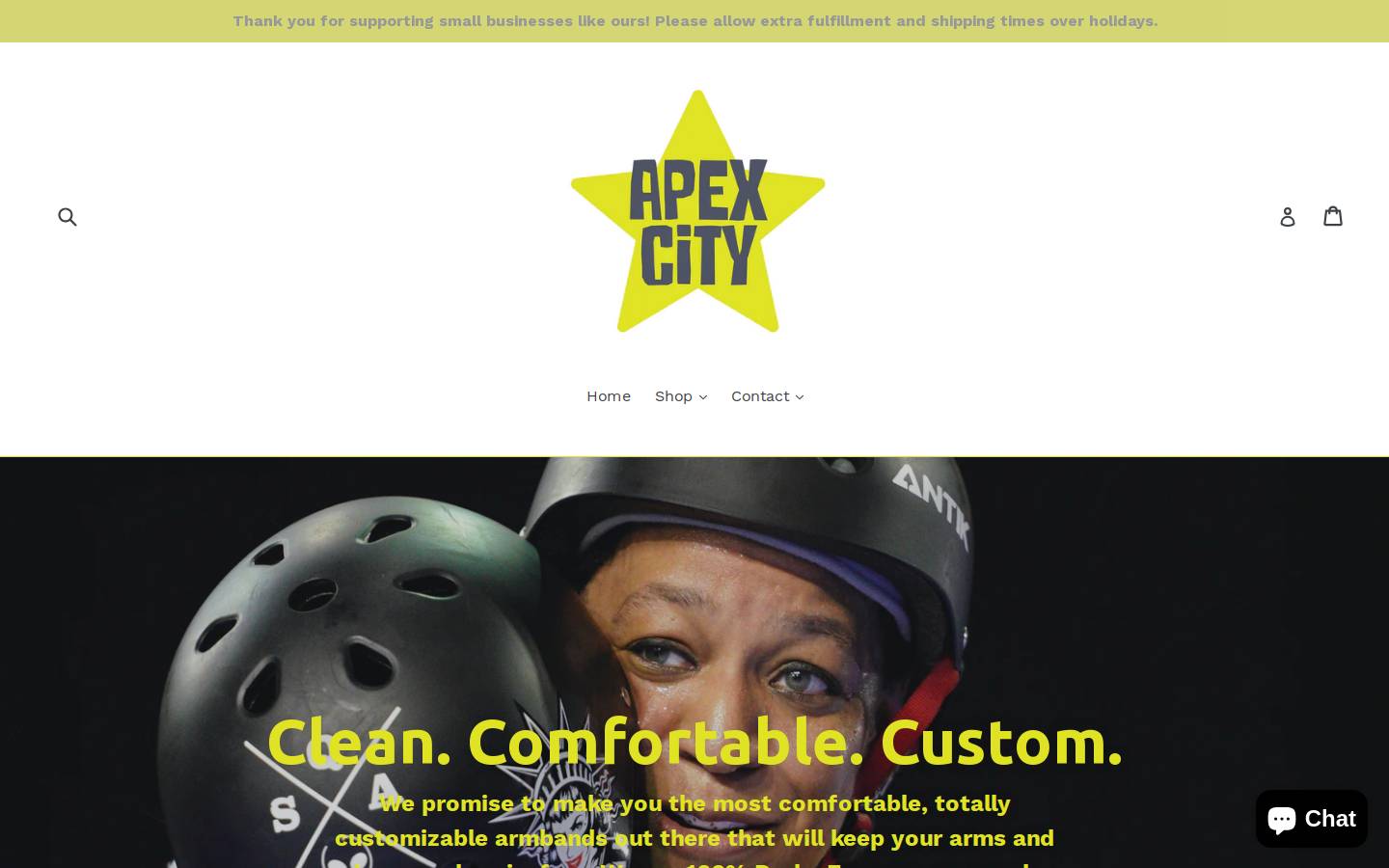 apexcityarmbands.com homepage screenshot
