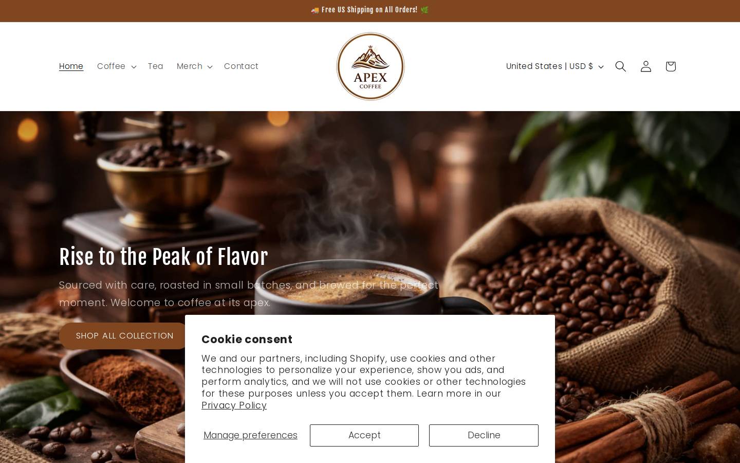 apexcoffee.store homepage screenshot