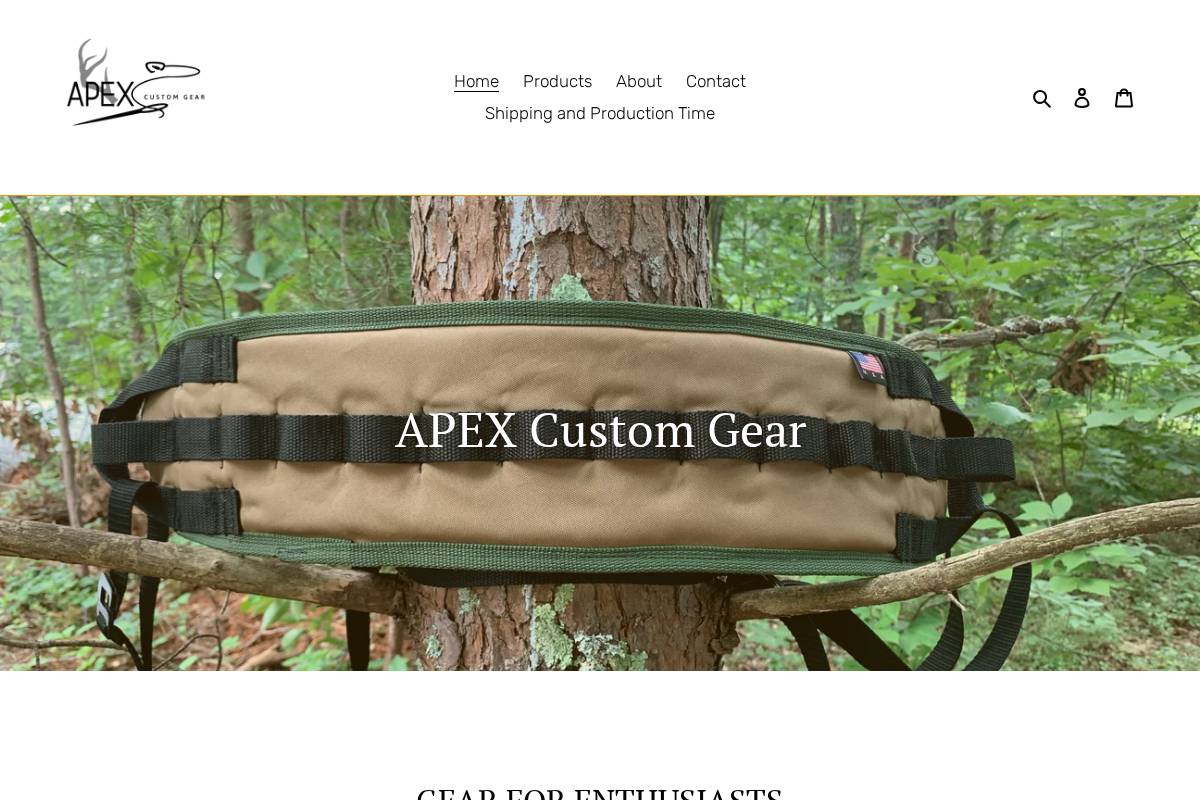 apexcustomgear.com homepage screenshot