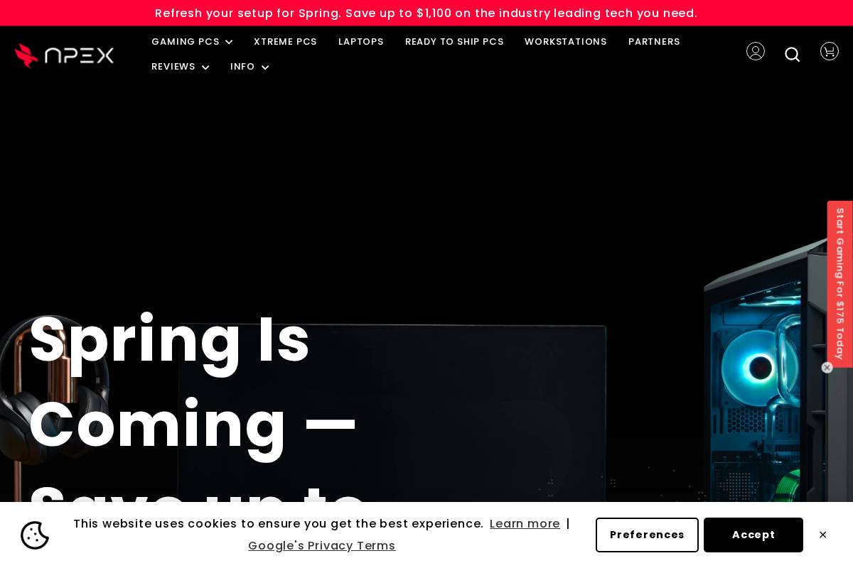apexgamingpcs.com homepage screenshot