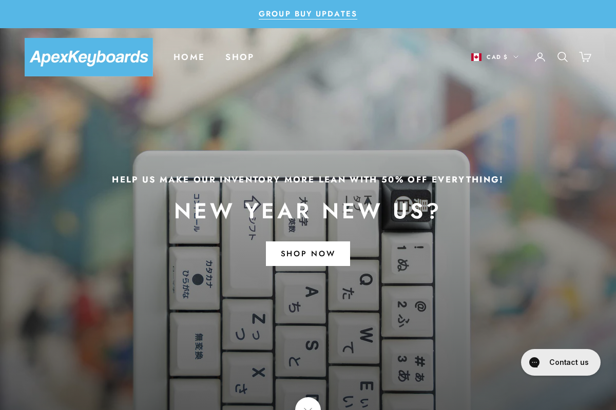 apexkeyboards.com homepage screenshot