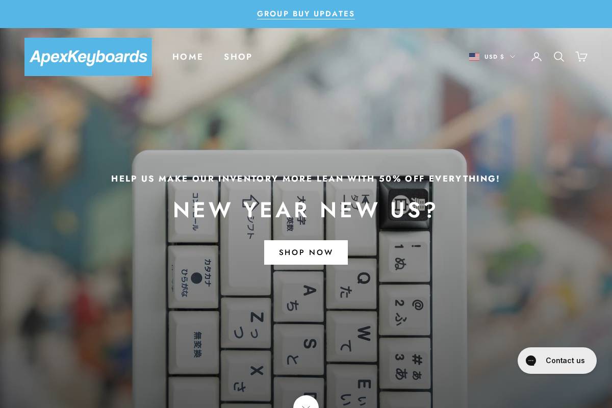 apexkeyboards.com homepage screenshot