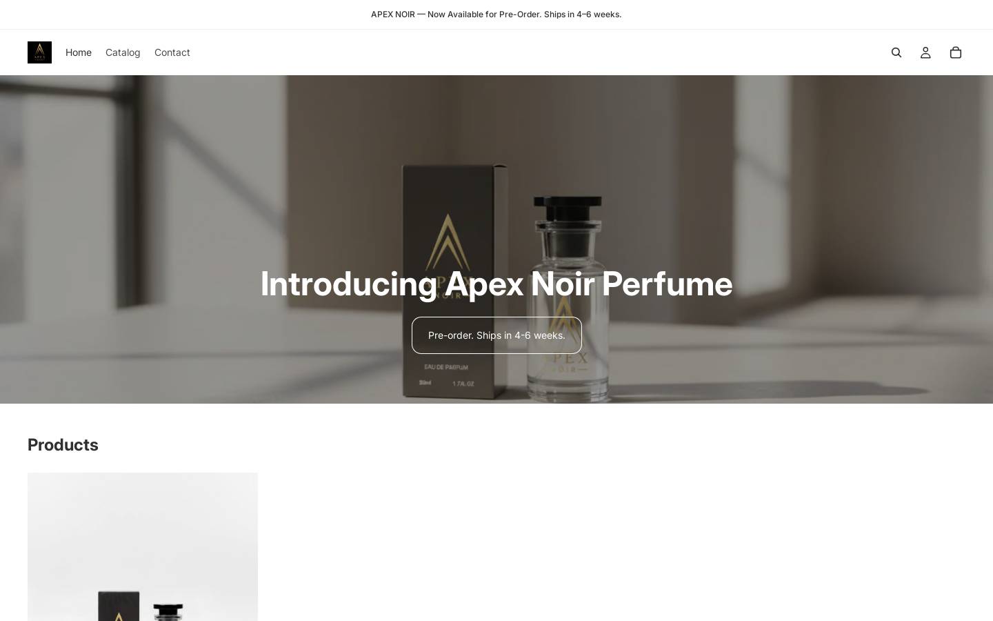 apexnoirperfume.com homepage screenshot