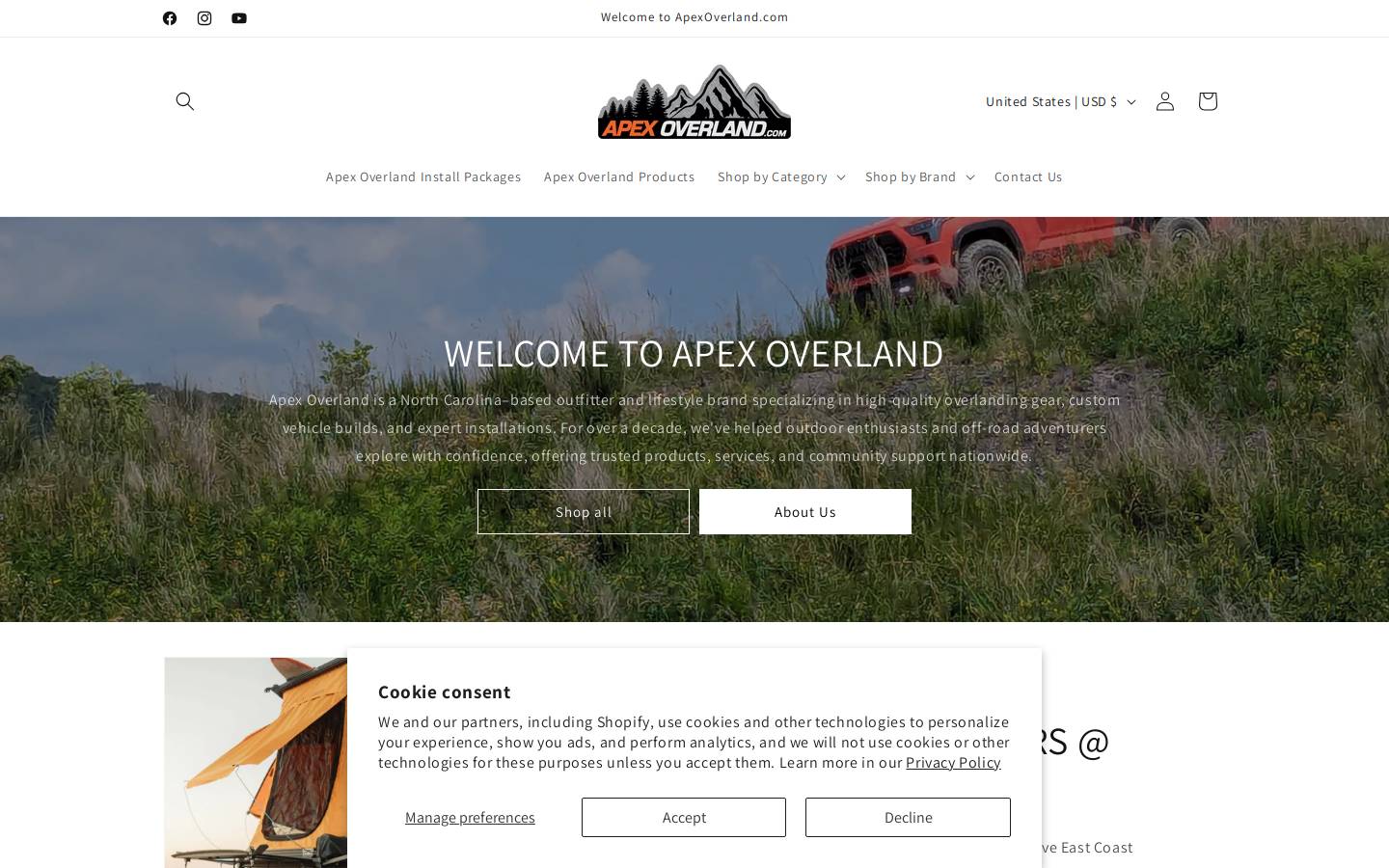 apexoverland.com homepage screenshot