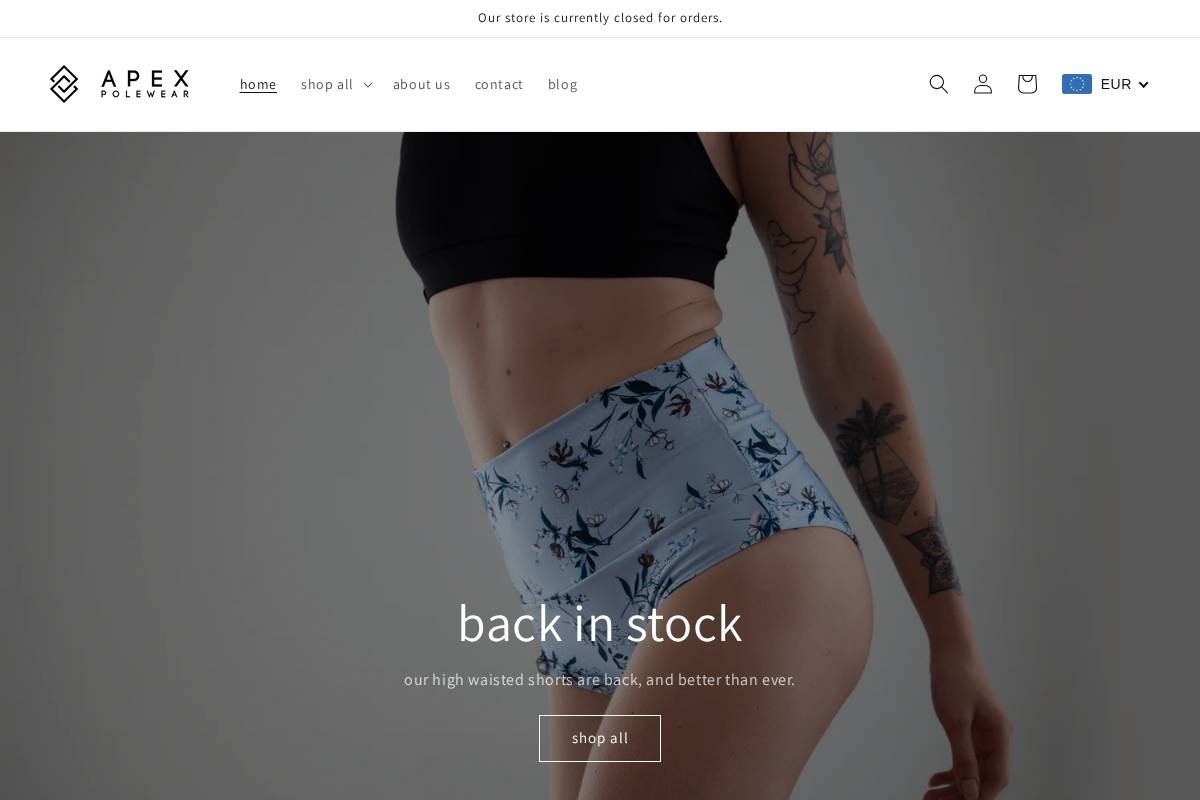 APEX polewear homepage screenshot