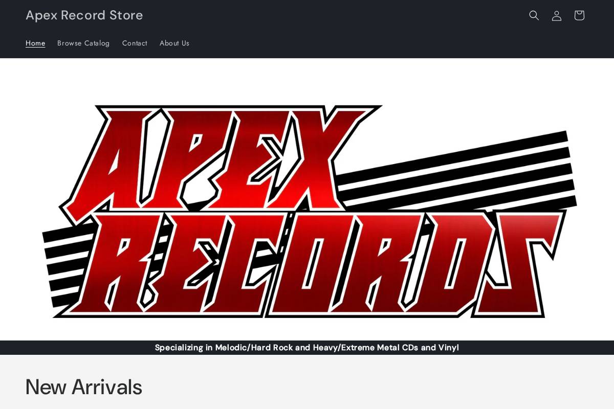 apexrecordsstore.com homepage screenshot